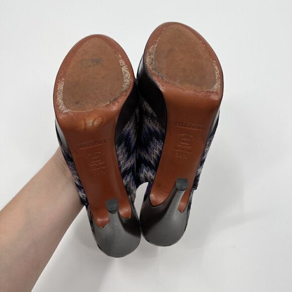 Missoni Multicolor Knit Slingback Peep Toe Heels - Picture 9 of 12